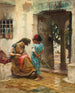 De naailesles - Frederick Arthur Bridgman — weergave van het kunstwerk