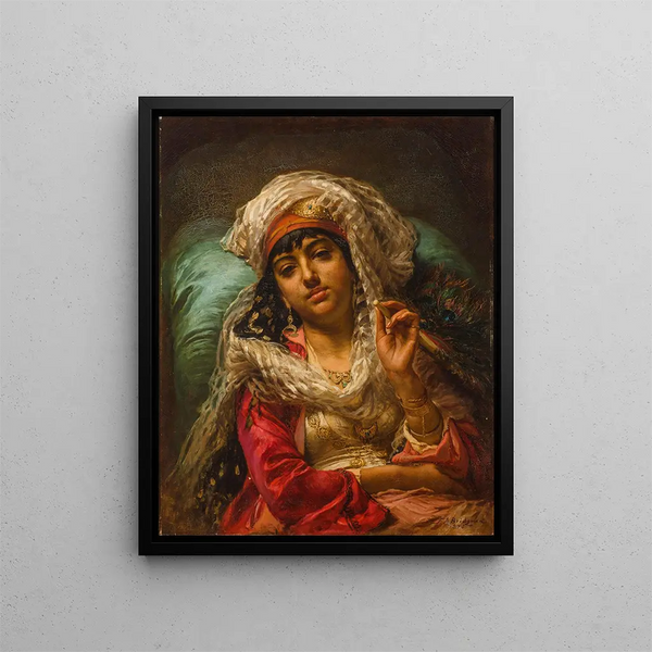 L'Éventail du paon - Frederick Arthur Bridgman — ingelijst kunstwerk aan de muur