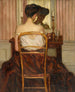 voor de spiegel - Frederick Carl Frieseke — weergave van het kunstwerk