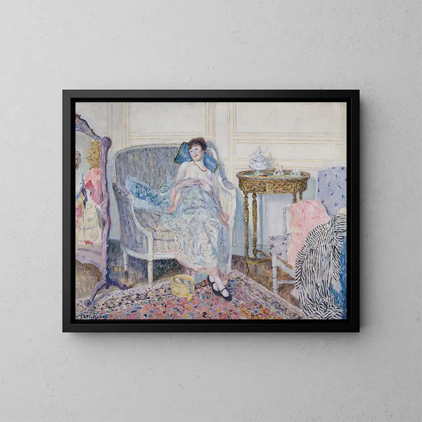 In de boudoir - Frederick Carl Frieseke — ingelijst kunstwerk aan de muur