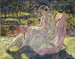 Zonnebank - Frederick Carl Frieseke — weergave van het kunstwerk