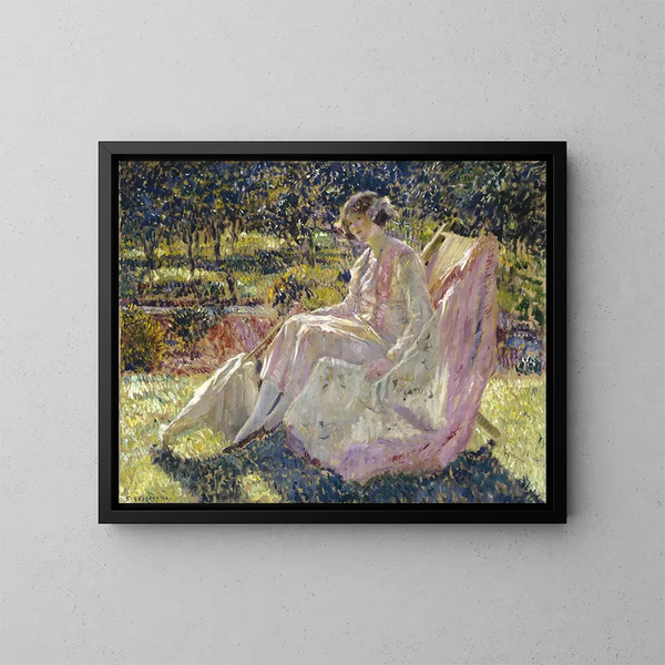 Zonnebank - Frederick Carl Frieseke — ingelijst kunstwerk aan de muur