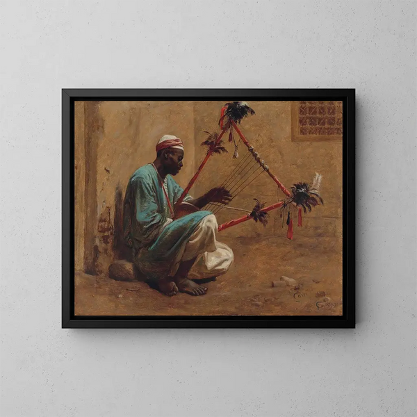 De citherspeler - Frederick Goodall — ingelijst kunstwerk aan de muur