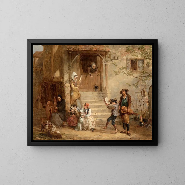 De troubadours Een sou voor een liedje - Frederick Goodall — ingelijst kunstwerk aan de muur