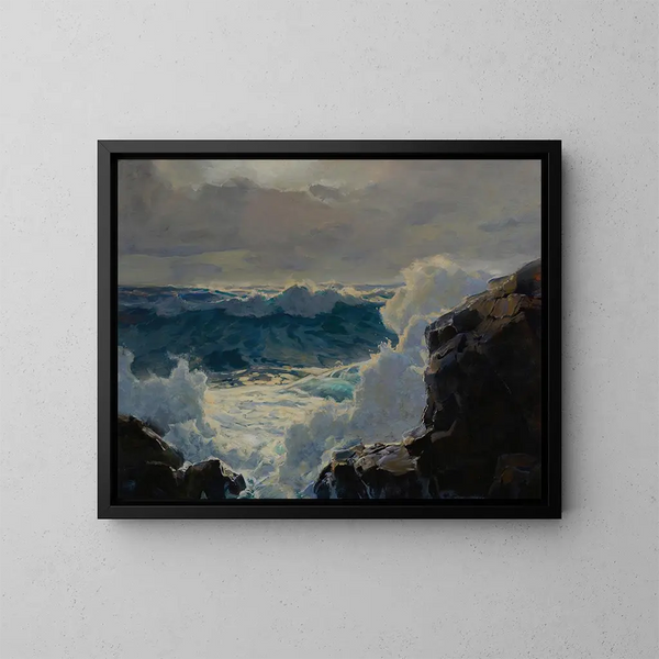 Gebroken golven - Frederick Judd Waugh — ingelijst kunstwerk aan de muur