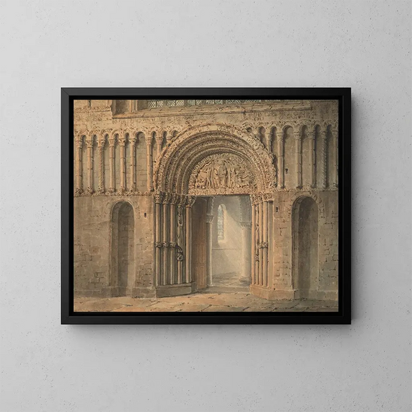 De westelijke poort van de kathedraal van Rochester, Kent - Frederick Mackenzie — ingelijst kunstwerk aan de muur