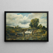 Landschapschilderij met figures in een boot bij een sluis - Frederick Waters Watts — ingelijst kunstwerk aan de muur