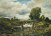 Landschapschilderij met figures in een boot bij een sluis - Frederick Waters Watts — weergave van het kunstwerk