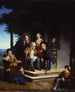 Discussie bij de Continental Arms - Frederick William Billing — weergave van het kunstwerk