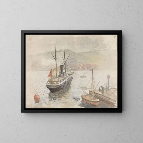 Bateau aan de haven - Frederik Collett — ingelijst kunstwerk aan de muur