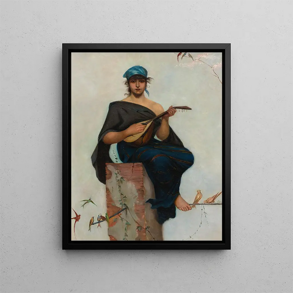 De luitspeler - Frederik Hendrik Kaemmerer — ingelijst kunstwerk aan de muur