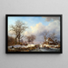 Winter Dutch Landscape with Skaters - Frederik Marinus Kruseman — framed artwork on a wall