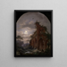 Monk meditating near a ruin in moonlight - Frederik Marinus Kruseman — framed artwork on a wall