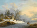 Winterlandschap met wandelaars en schaatsers - Frederik Marinus Kruseman — weergave van het kunstwerk