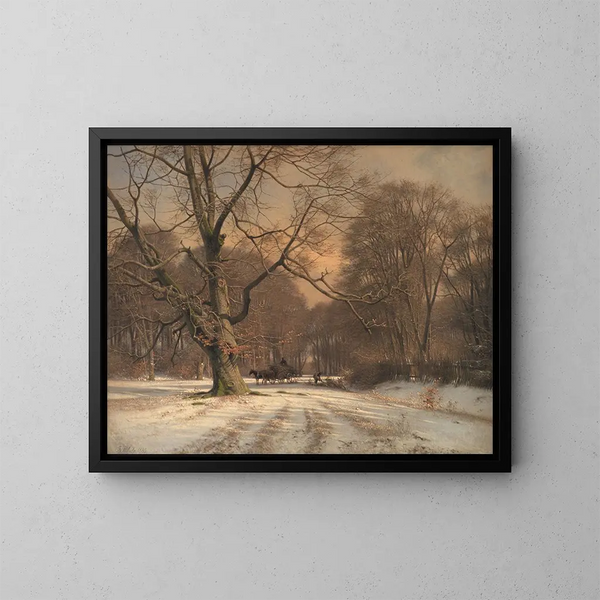 Landschap van de winter, motief van Jægersborg Dyrehave - Frederik Rohde — ingelijst kunstwerk aan de muur