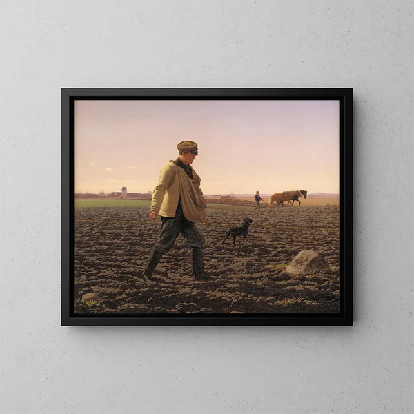 Een zaaier - Frederik Vermehren — ingelijst kunstwerk aan de muur