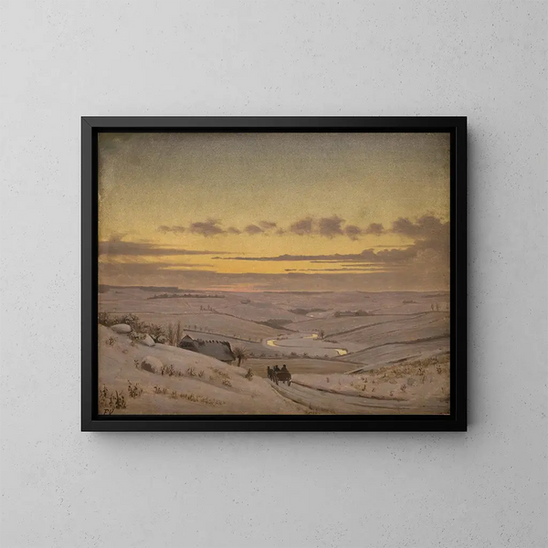 avond in de winter in Susen - Frederik Vermehren — ingelijst kunstwerk aan de muur