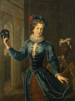 French School - Portrait Of A Lady With A Page And A Mask.webp