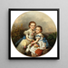 Brothers and Sisters with Straw Hat and Doll - Johann Grund — framed artwork on a wall