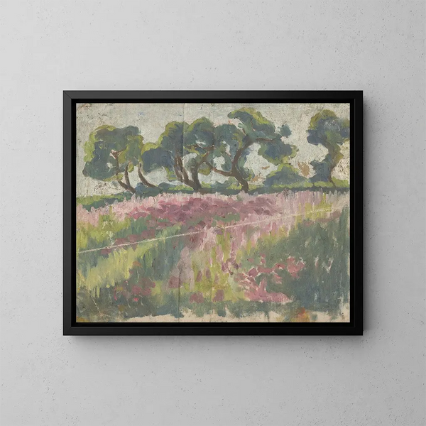 Prairie en fleurs avec des arbres - Frida Konstantin — ingelijst kunstwerk aan de muur