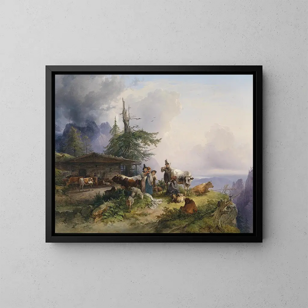 Economie alpine op de Untersberg - Friedrich August Matthias Gauermann — ingelijst kunstwerk aan de muur