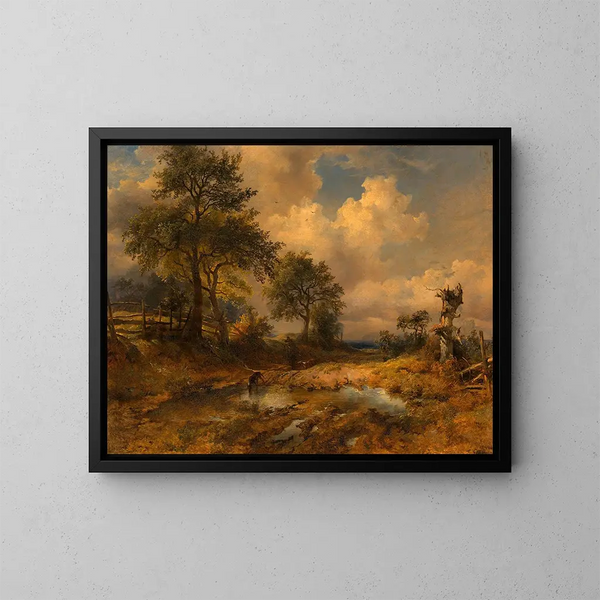 De weg van de kar, jager die terugkeert - Friedrich August Matthias Gauermann — ingelijst kunstwerk aan de muur