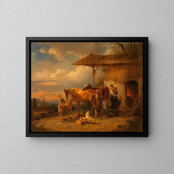 Smid van het dorp - Friedrich August Matthias Gauermann — ingelijst kunstwerk aan de muur