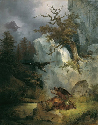 Friedrich August Matthias Gauermann - Ein Geier auf verendetem Hirsch.webp