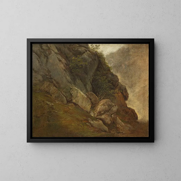Studie van een rotswand - Friedrich August Matthias Gauermann — ingelijst kunstwerk aan de muur