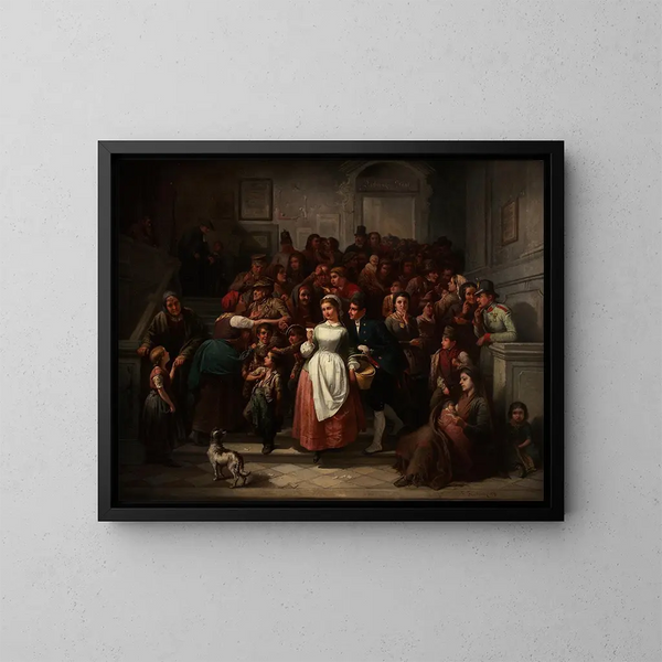 Na het trekken van de loterij - Friedrich Friedländer — ingelijst kunstwerk aan de muur