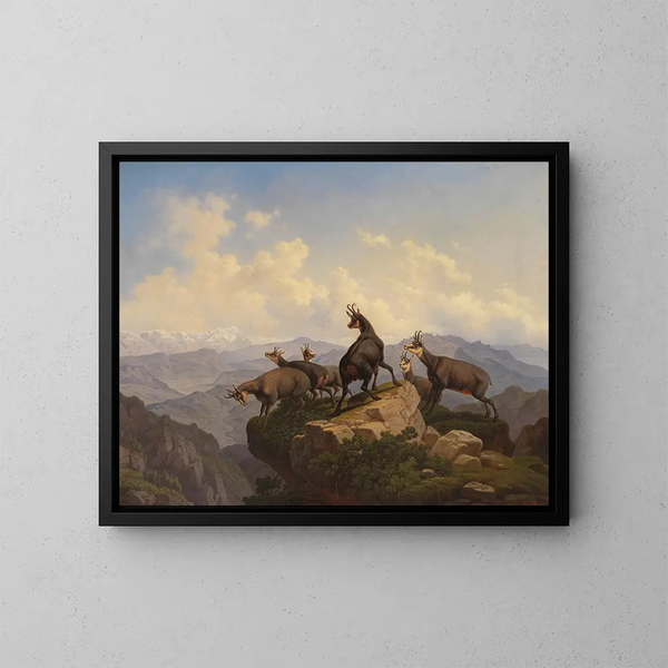Chamois in het Karwendel - Friedrich Hohe — ingelijst kunstwerk aan de muur