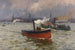 Tijd dreigend in de haven van Hamburg - Friedrich Kallmorgen — weergave van het kunstwerk
