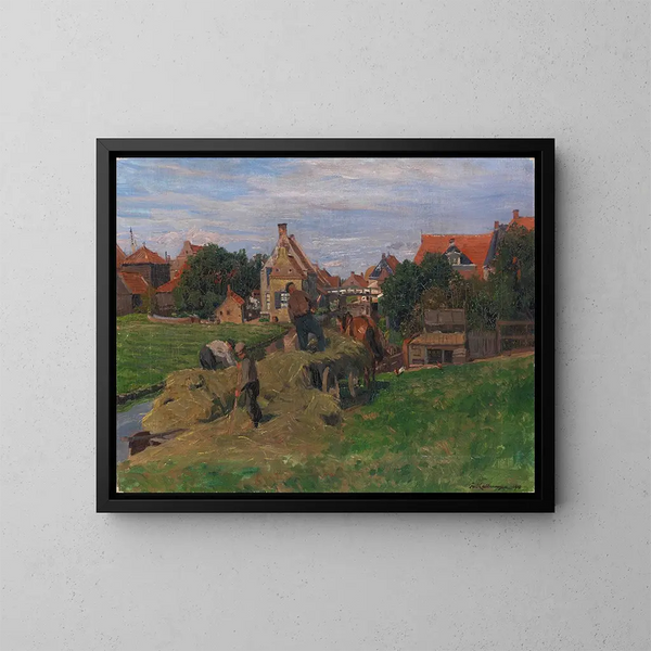 van het Hooi Oogsten Schilderij in Nederland - Friedrich Kallmorgen — ingelijst kunstwerk aan de muur