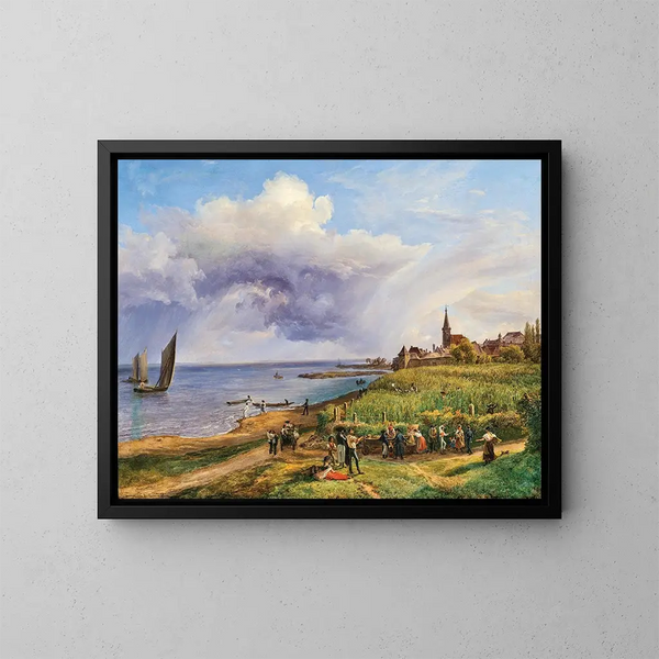 Oogst bij Rust aan het Neusiedl-meer - Friedrich Loos — ingelijst kunstwerk aan de muur