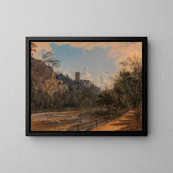 Ruïne Rauhenstein nabij Baden - Friedrich Loos — ingelijst kunstwerk aan de muur