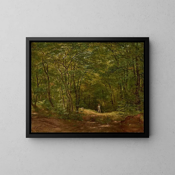 Wandelaar in een boslandschap - Friedrich Loos — ingelijst kunstwerk aan de muur