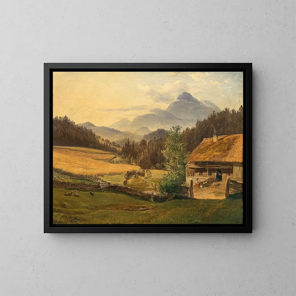 Zomerlandschap in de bergen - Friedrich Loos — ingelijst kunstwerk aan de muur