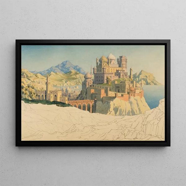 Vision of an Islamic city - Friedrich Maximilian Hessemer — framed artwork on a wall