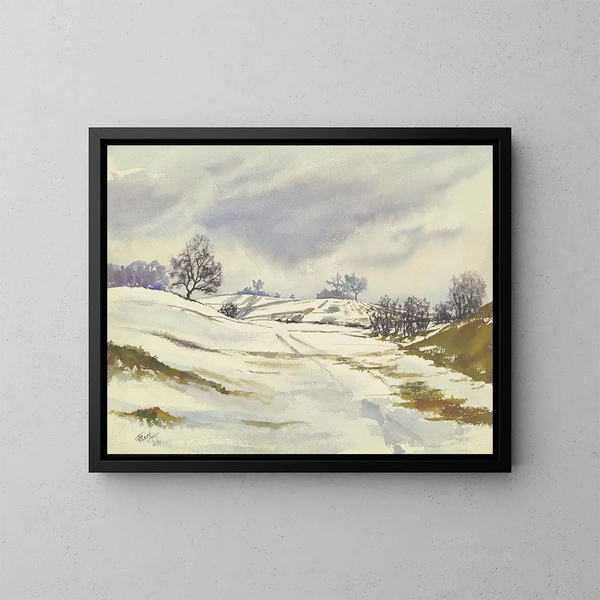 Winterlandschap - Friedrich Mook — ingelijst kunstwerk aan de muur
