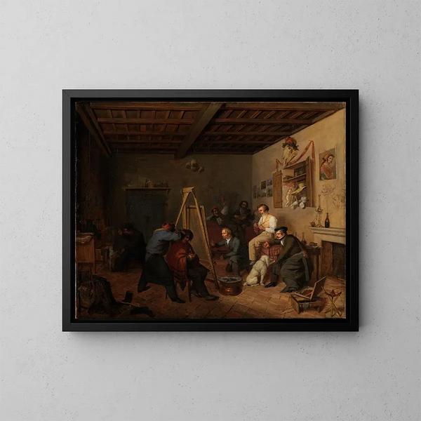 L'atelier de l'artiste à Rome - Friedrich Mosbrugger — ingelijst kunstwerk aan de muur