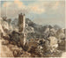 van een schilderij van de Verwoeste toren tussen beboste heuvels - Friedrich Salathé — weergave van het kunstwerk