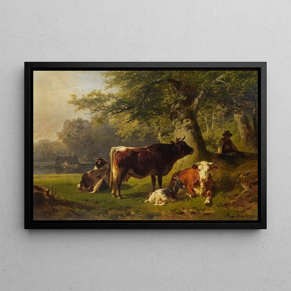 Friedrich Voltz - Weidelandschaft mit Hirtejunge.webp