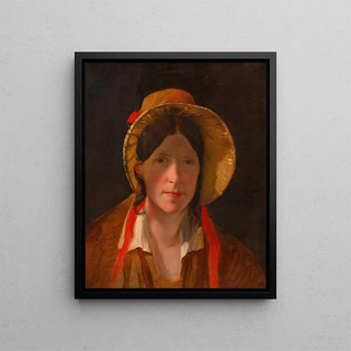 Friedrich von Amerling - Antonie Amerling mit Florentinerhut 1 Gattin des Knstlers.webp