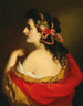 Portret van een jonge meisje op profiel met hoofdbanden in het haar - Friedrich von Amerling — weergave van het kunstwerk