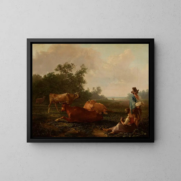 Pastorale scène - Friedrich von Nerly — ingelijst kunstwerk aan de muur