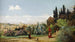 Landscape painting of Rome with young girl and cardinal - Friedrich von Nerly — artwork view