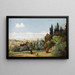 Landscape painting of Rome with young girl and cardinal - Friedrich von Nerly — framed artwork on a wall