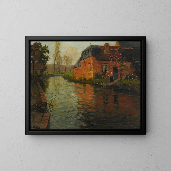 Een uitzicht op de rivier La Varenne - Frits Thaulow — ingelijst kunstwerk aan de muur