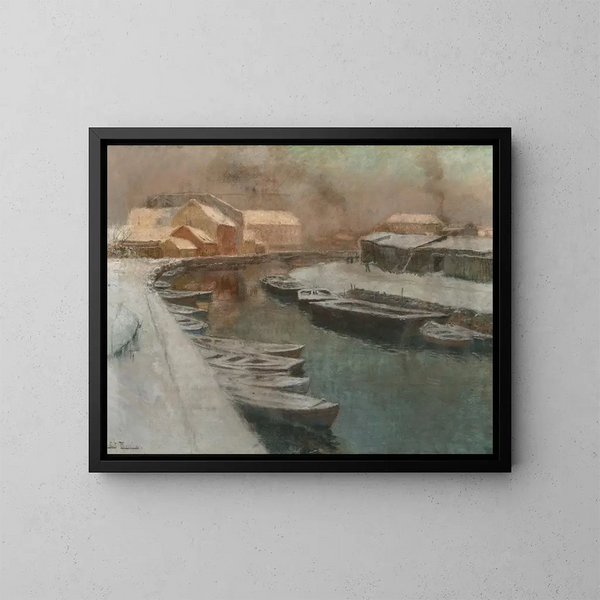 Kanaal in de winter - Frits Thaulow — ingelijst kunstwerk aan de muur