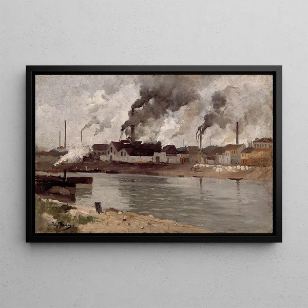 van de Ivry-fabrieken - Frits Thaulow — ingelijst kunstwerk aan de muur